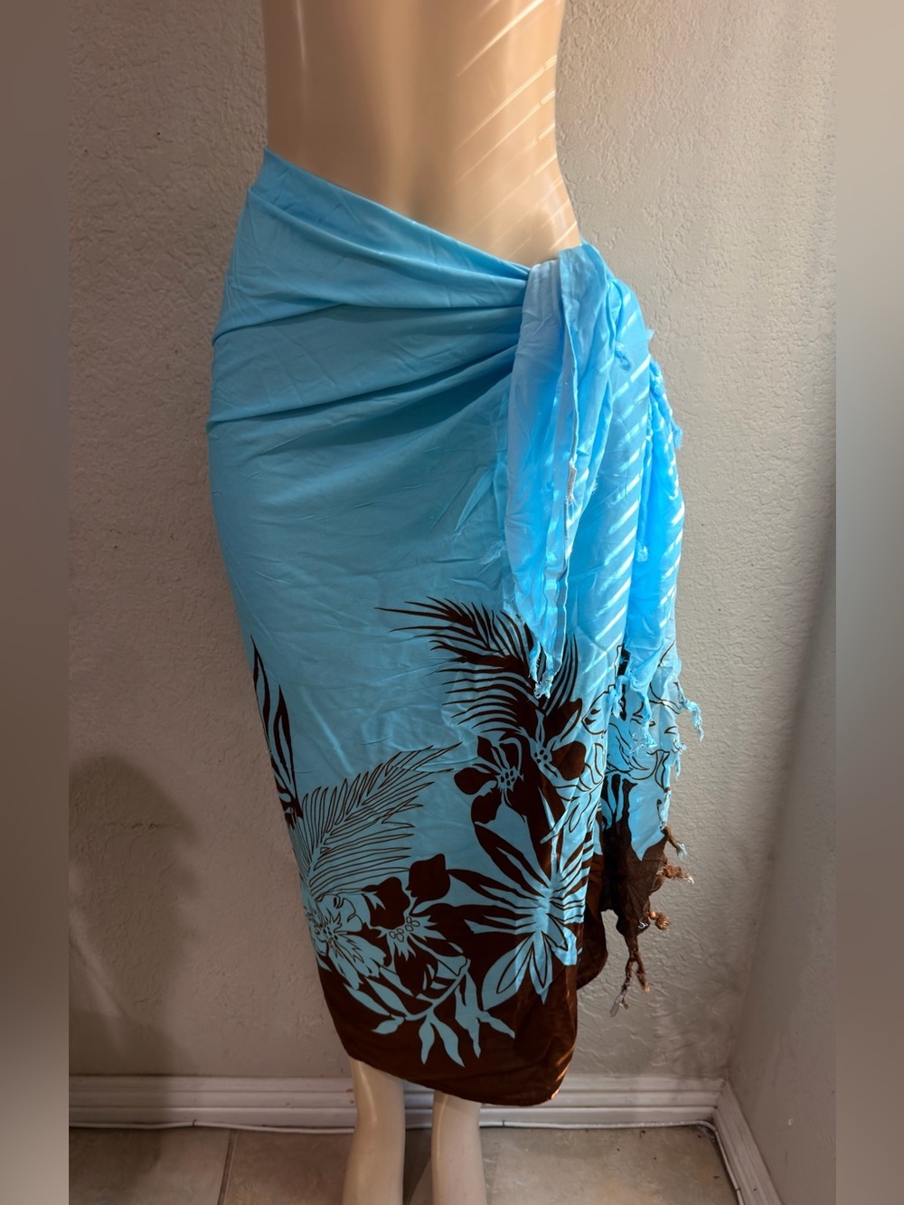 Hawaii Blue Floral Sarong Wrap one size